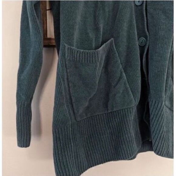 Eileen Fisher Wommen's XXS Organic Cotton Longline Button Front Cardigan Teal - Picture 9 of 12